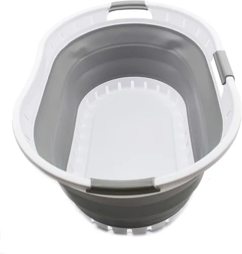 SAMMART Cesta plegable de plástico para lavandería de 44 litros, contenedor de almacenamiento plegable y organizador, cesta para ahorrar espacio (1,