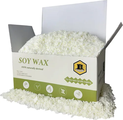 Beesworks Cera de soja | 5 libras de copos de cera de soja natural | 5 libras de cera de soja a granel para hacer velas de bricolaje