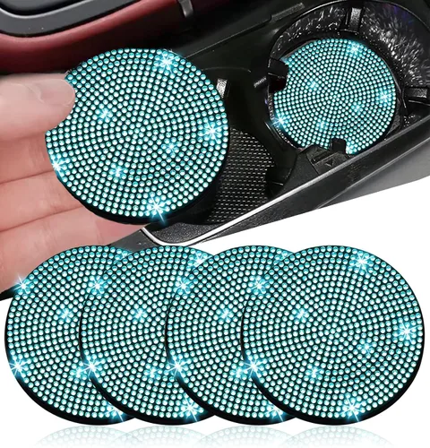 Miniatura 29 de NBTEPEM 2 posavasos de auto con diamantes de imitación, 2.75 pulgadas, antideslizantes, a prueba de golpes, universal, a la moda, para auto