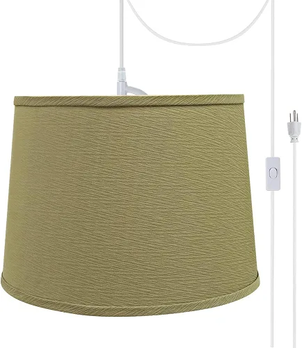 Miniatura 25 de Aspen Creative, 72306-11 - Kit de conversión de luz colgante de techo con pantalla de tela imperio de tapa dura, 14 pulgadas de ancho