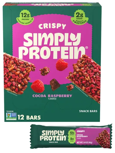 Miniatura 22 de Simply Protein - Barras crujientes de canela y nuez - Barras de proteínas a base de plantas - Bajo en carbohidratos, bajo en azúcar, alta fibra