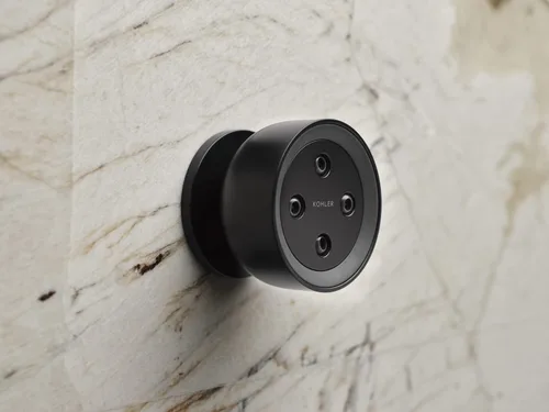 Miniatura 5 de KOHLER 26299-BL - Spray redondo de una sola función, rociador giratorio semiempotrado para pared de ducha, 2.5 GPM, negro mate Mate negro