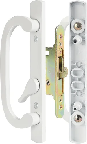 MaxxGeek Juego de manijas para puerta corrediza de patio con cerradura de mortaja, fundición a presión de zinc, giro de pulgar descentrado, se