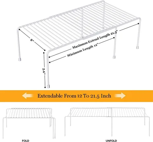 Miniatura 4 de Organizador de armario de cocina y estantes de almacenamiento, estante organizador expandible para congelador con patas resistentes a los arañazos