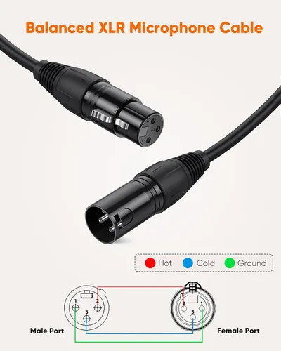 Miniatura 2 de CableCreation Cable XLR corto de 3 pies, cable de micrófono macho a hembra, balanceado de 3 pines compatible con micrófono Shure SM, Behringer