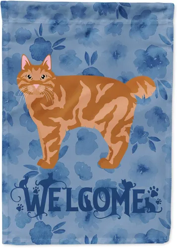 Miniatura 316 de Caroline's Treasures CK4813CHF - Bandera de bienvenida con gato abisinio azul, manga grande, para porche, para colgar en la pared, poliéster
