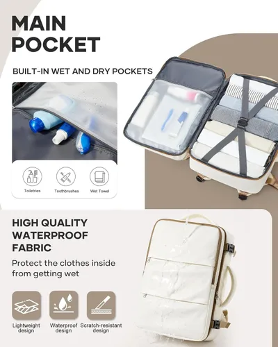 Miniatura 4 de Mochila de Viaje para Computadora Portátil para Mujeres, Mochila de Equipaje de Mano, Bolsa de Viaje para Artículos Personales, Artículos Esenciales