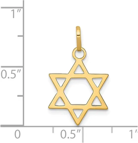 Miniatura 2 de Dije colgante judío de la suerte de estrella de David de oro amarillo de 14 quilates 0827in x 0551in Metal
