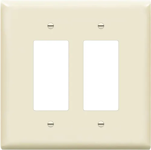 Miniatura 12 de ENERLITES - Cubierta decorativa de interruptor doble, placa de pared de dos salidas, 2 bandas de gran tamaño, 5.50 x 5.50 pulgadas, termoplástico
