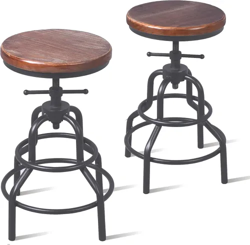 Miniatura 4 de Topower American Taburete de bar con altura regulable, diseño industrial antiguo, silla, cocina, comedor, silla para el desayuno, estilo industrial