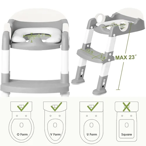Miniatura 4 de Wiifo - Asiento de entrenamiento para ir al baño con escalera para niños y niños pequeños, escalera resistente para orinal con cojín acolchado suave