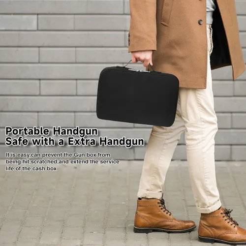 Miniatura 2 de Caja de Seguridad para Pistolas, Caja de Seguridad Portátil para Viajes en Auto, Caja de Seguridad para Armas con Cerradura de Llave, Cajas