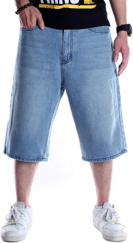 Miniatura 3 de Kinghua Pantalones cortos de mezclilla holgados para hombre, estilo casual, ajuste holgado, hip hop, monopatín
