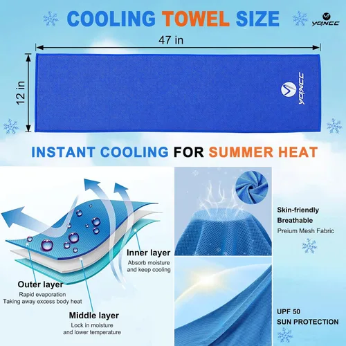 Miniatura 7 de YQXCC Paquete de 8 toallas refrescantes (47 x 12 pulgadas), toalla de cuello fría de hielo, microfibra suave y transpirable para yoga, golf, 8