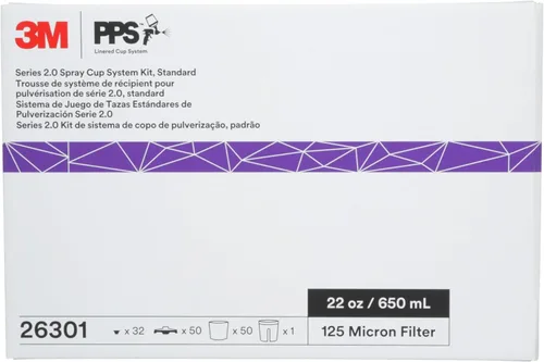 Miniatura 16 de 3M PPS 2.0 Kit de taza, tapas y forros para pistola pulverizadora, 26301, estándar, 22 onzas, filtro de 125 micrones, uso para automóviles, muebles