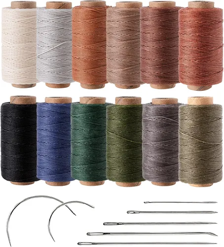 Miniatura 8 de 12 Hilos de Poliéster Encerados de Colores, Diámetro de 0.45mm más Delgado, 105 Metros/Bobina, Hilo Encerado para Costura de Cuero, Tapicería