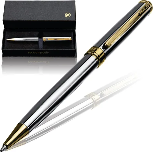 Miniatura 10 de FANSTIK Bolígrafo de lujo negro y dorado, juego de regalo elegante para mujeres, chapado en oro real de 24 quilates, juego de regalo profesional