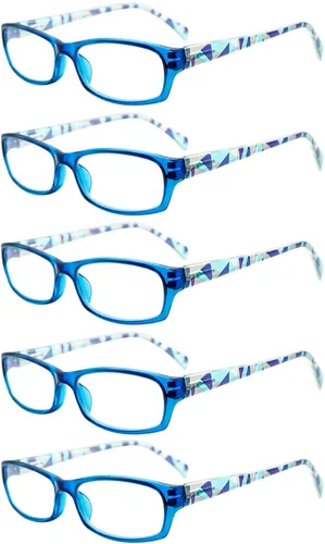 Miniatura 12 de Paquete de 5 lentes de lectura para computadora para hombres y mujeres, antifatiga ocular, bloqueo de luz azul, para leer (colores mezclados, 1.50)