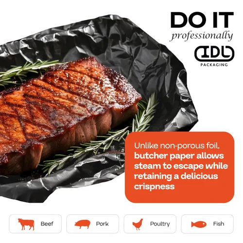 Miniatura 6 de Papel de carnicero negro de 18 x 2160 pulgadas (180 pies) – Rollo de papel de carnicero natural hecho en Estados Unidos para carne y pescado, sin