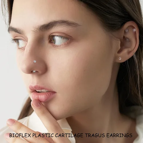 Miniatura 3 de 60 piezas de retenedores transparentes para cirugía, joyería de plástico Bioflex para pezón, lengua, nariz, tabique, cejas, cartílago, cartílago