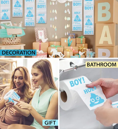 Miniatura 5 de Printed TP Holy It's a Boy! Regalo de papel higiénico impreso para revelación de género, divertido rollo para niños, regalos de fiesta de baby