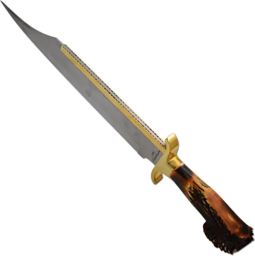 Miniatura 5 de Cuchillo de caza de mango de cuerno de ciervo de Montana de corona real hecho a mano de encargo