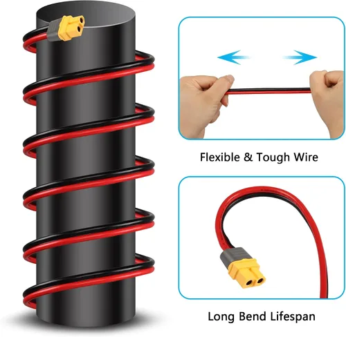 Miniatura 2 de SinLoon XT60 - Cable de terminal de anillo tórico 12AWG 23.6 pulgadas XT60H hembra a junta tórica, cable conector para aviones RC, juguete, autos