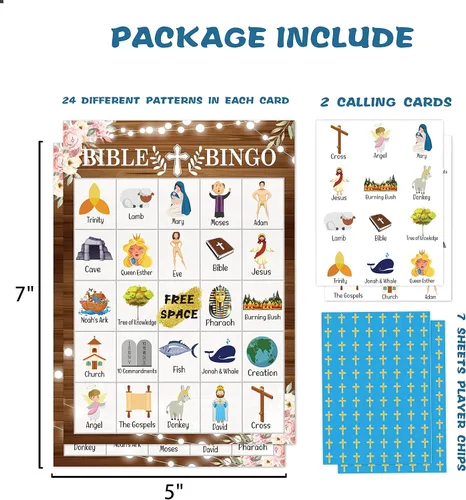 Miniatura 2 de Juegos de cartas de bingo de la Biblia, suministros de fiesta de juego de iglesia dominical cristiana, recuerdos, decoraciones, regalos - Juego