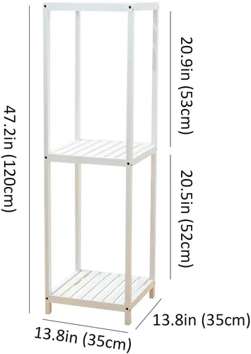 Miniatura 3 de Soporte para plantas de madera maciza,Soporte para plantas de 3 niveles,Interior Sala de estar Balcón Estante para plantas de pie Blanco