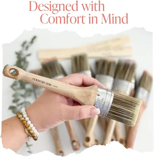 Miniatura 7 de Pincel de pintura estilo tiza – Pincel ovalado con cerdas sintéticas para una aplicación suave de pintura de muebles con pinceladas mínimas, sin