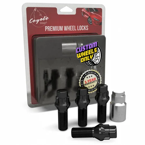 Miniatura 14 de Wheel Accessories Parts 4 cerraduras + llave M12 x 1.25 12 x 1.25 rosca Bellota para asiento con cerradura de perno de asiento con acabado negro
