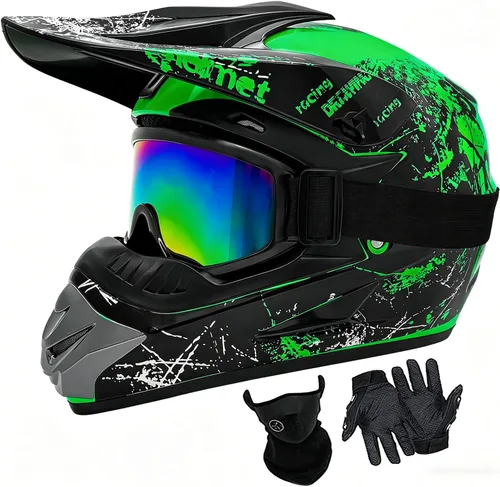 Miniatura 10 de Cascos de Dirt Bike para Jóvenes de Moda para Niños, Motocross, Motocicleta, BMX, ATV, Todoterreno, Cuatro Ruedas, Cascos Integrales para Bicicleta