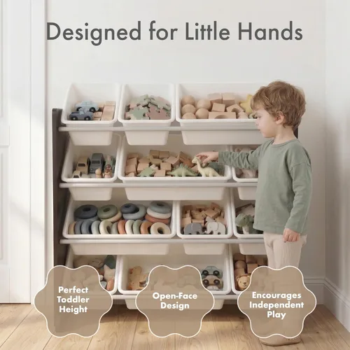 Miniatura 4 de Organizador de juguetes para niños con cajas de almacenamiento Tot Tutors, Espresso Espresso/Blanco