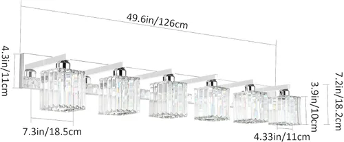 Miniatura 6 de Aipsun Lámparas de tocador de baño, 6 luces, cromadas, para baño, accesorios de iluminación de tocador de cristal (excluye bombilla)