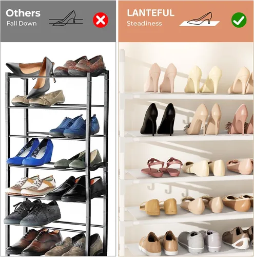 Miniatura 6 de LANTEFUL - Organizador de zapatos de 5 niveles, 12-15 pares, organizador de botas, estante resistente y estrecho para entrada, armarios con ganchos