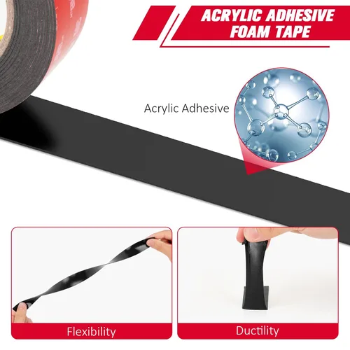 Miniatura 2 de 3M Cinta de doble cara resistente de 1 pulgada x 15.4 pies, cinta de montaje negra 5925 cinta de espuma adhesiva fuerte impermeable para decoración