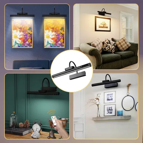 Miniatura 7 de LYTARA Luz para cuadros inalámbrica regulable con controlador y temporizador, aplique de pared con batería recargable para cuadros de pared