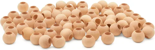 Miniatura 15 de Perlas de madera grandes para manualidades - Paquete de 12 perlas de 32 mm con agujero de 1-1/4 x 3/8 pulgadas, perlas de madera grandes con Paquete
