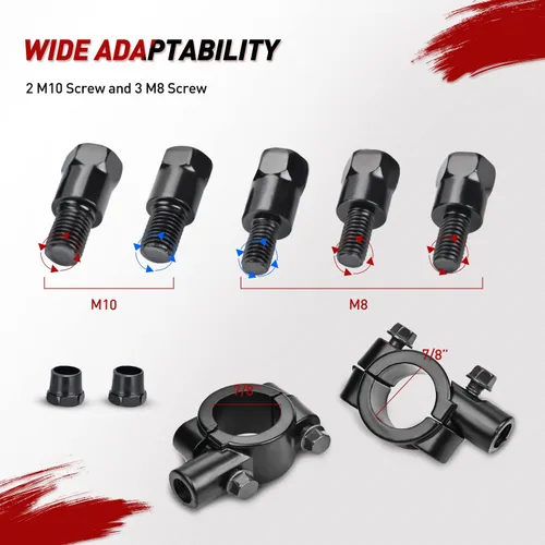 Miniatura 2 de Frokom Espejos para Motocicleta, Espejos ATV con pivote esférico de 360 grados y soporte de manillar de 7/8 pulgadas para moto de nieve, scooter