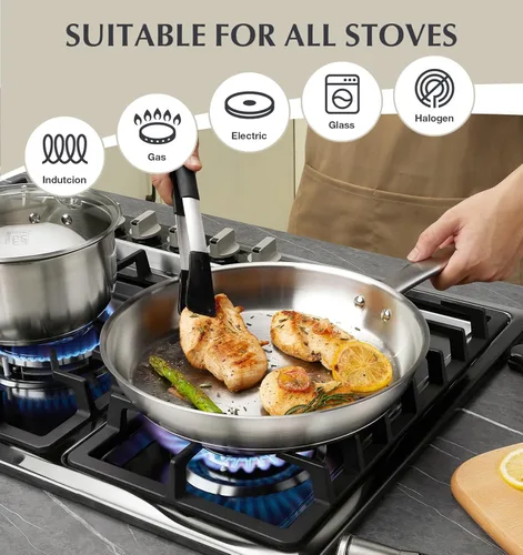 Miniatura 4 de KOCH SYSTEME CS Juego de utensilios de cocina de acero inoxidable de 10 piezas, ollas y sartenes de acero inoxidable 18/10 para cocina profesional