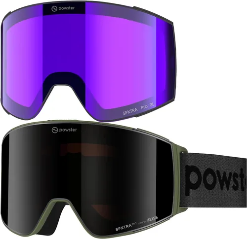 Miniatura 18 de Powster - Gafas de esquí OTG, gafas de snowboard magnéticas, lente intercambiable sin marco, protección UV, antiniebla, para patinaje móvil