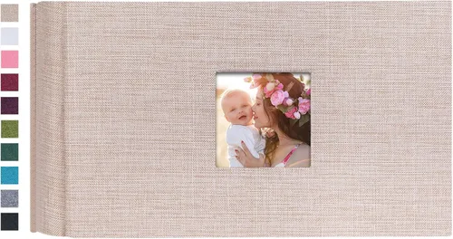 Miniatura 29 de Mublalbum Álbum de Fotos Pequeño 4x6 200 Fotos Cubierta de Lino Libro de Imágenes con Bolsillos Horizontales para Boda Familia Aniversario y Bebé