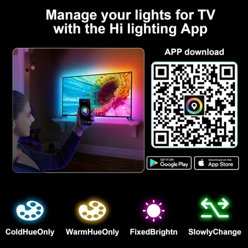 Miniatura 7 de Kit de retroiluminación LED para TV inteligente con caja de sincronización HDMI 4K30Hz, luces LED de TV de 16.4 pies para 55-75 pulgadas, tira