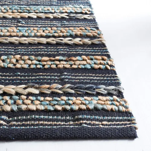 Miniatura 3 de SAFAVIEH Natural Fiber Collection - Alfombra decorativa de 3 x 5 pies, color negro y natural, diseño de yute a rayas de tejido plano, ideal