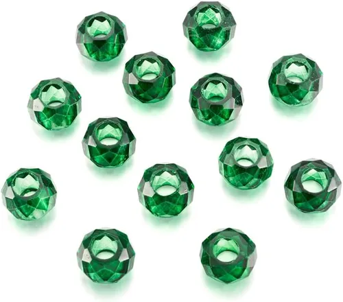 Miniatura 16 de Cheriswelry 90 cuentas europeas de cristal en forma de dona, cuentas transparentes con agujeros grandes, abalorios de cristal de 25/64 pulgadas 9