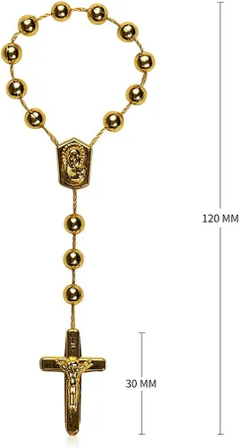 Miniatura 3 de Rosario acrílico de 24 piezas de rosario de bautismo, mini rosarios con ángel para la primera comunión, recuerdos de fiesta de bautismo (dorado)