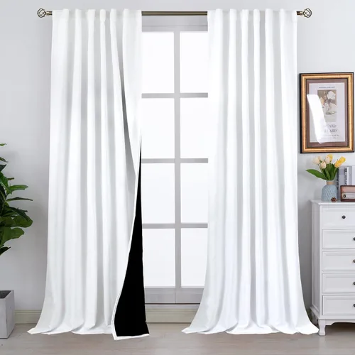 Miniatura 61 de BGment Cortinas 100% opacas beige de 63 pulgadas de largo con forro aislante térmico, bolsillo para varilla y lengüeta trasera de doble capa