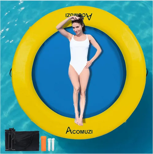 Miniatura 15 de Hamaca de agua inflable de 4/6/8/10/12 pies, flotador flotante redondo para adultos, balsa flotante de piscina resistente para océano y lago