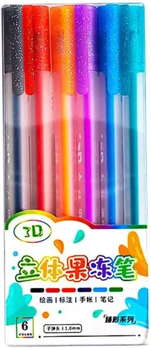 Katutude Juego de bolígrafos de tinta de gelatina brillante 3D, paquete de 6 bolígrafos de gel fluorescentes con purpurina coloreada, bolígrafos de