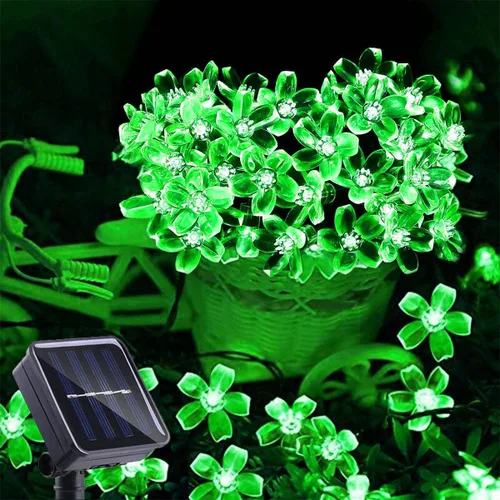 Miniatura 13 de ITICdecor - Tira de luces solares para exteriores con flores, impermeables, 50 luces LED, decoraciones de luces de hadas para árbol de Navidad